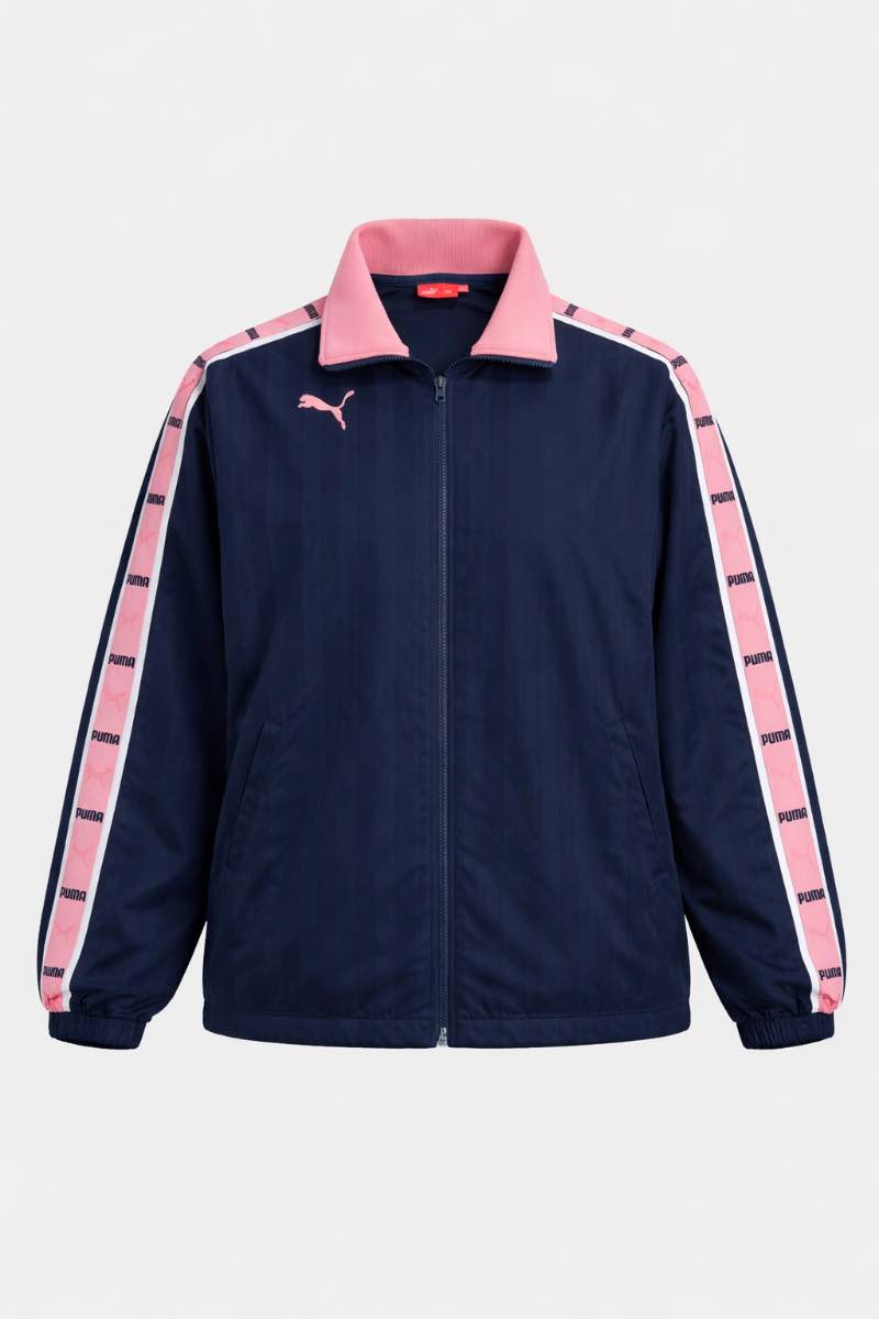 PUMA Logo Tape Track Jacket Navy / Pink