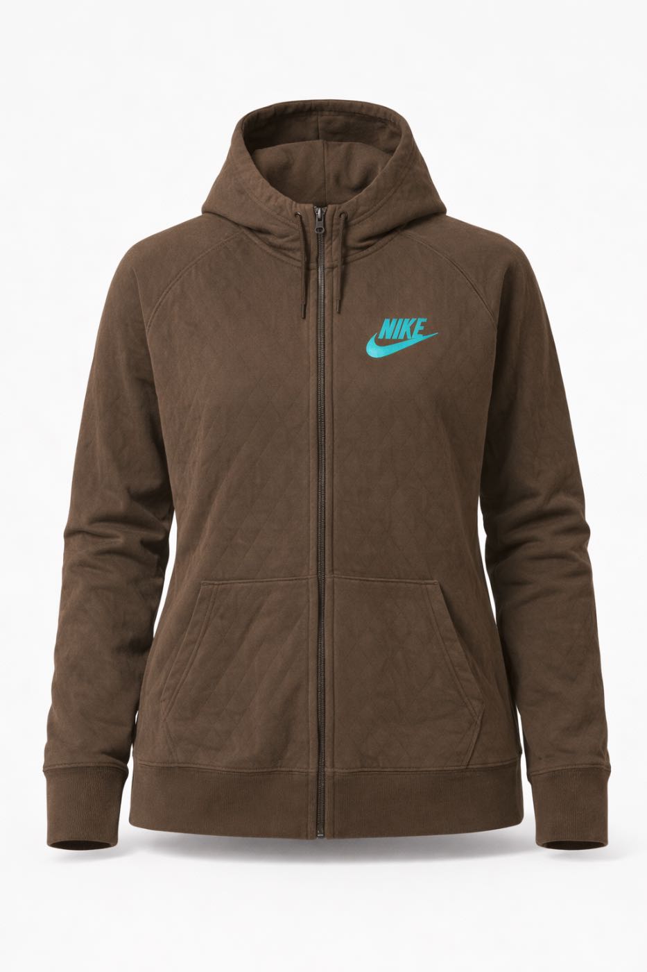 NIKE Quilted Full Zip Hoodie Brown