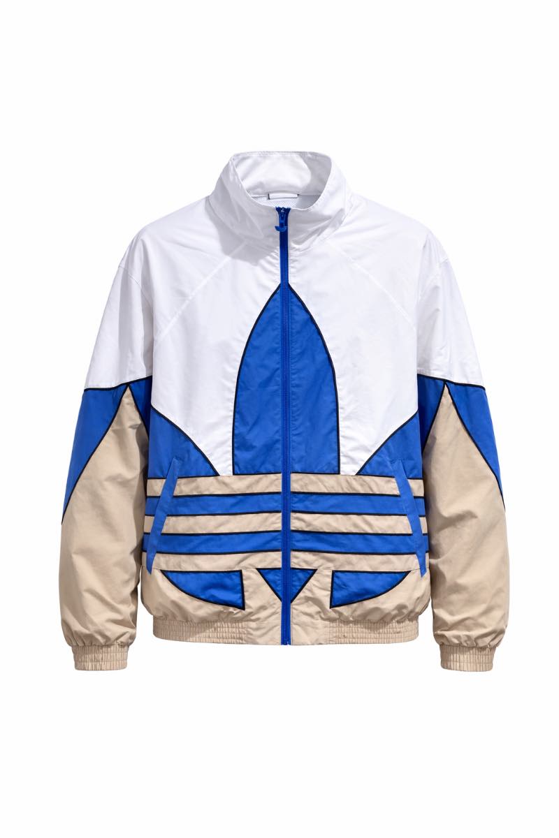 ADIDAS Originals – Big Trefoil Windbreaker Jacket (White / Blue / Beige)