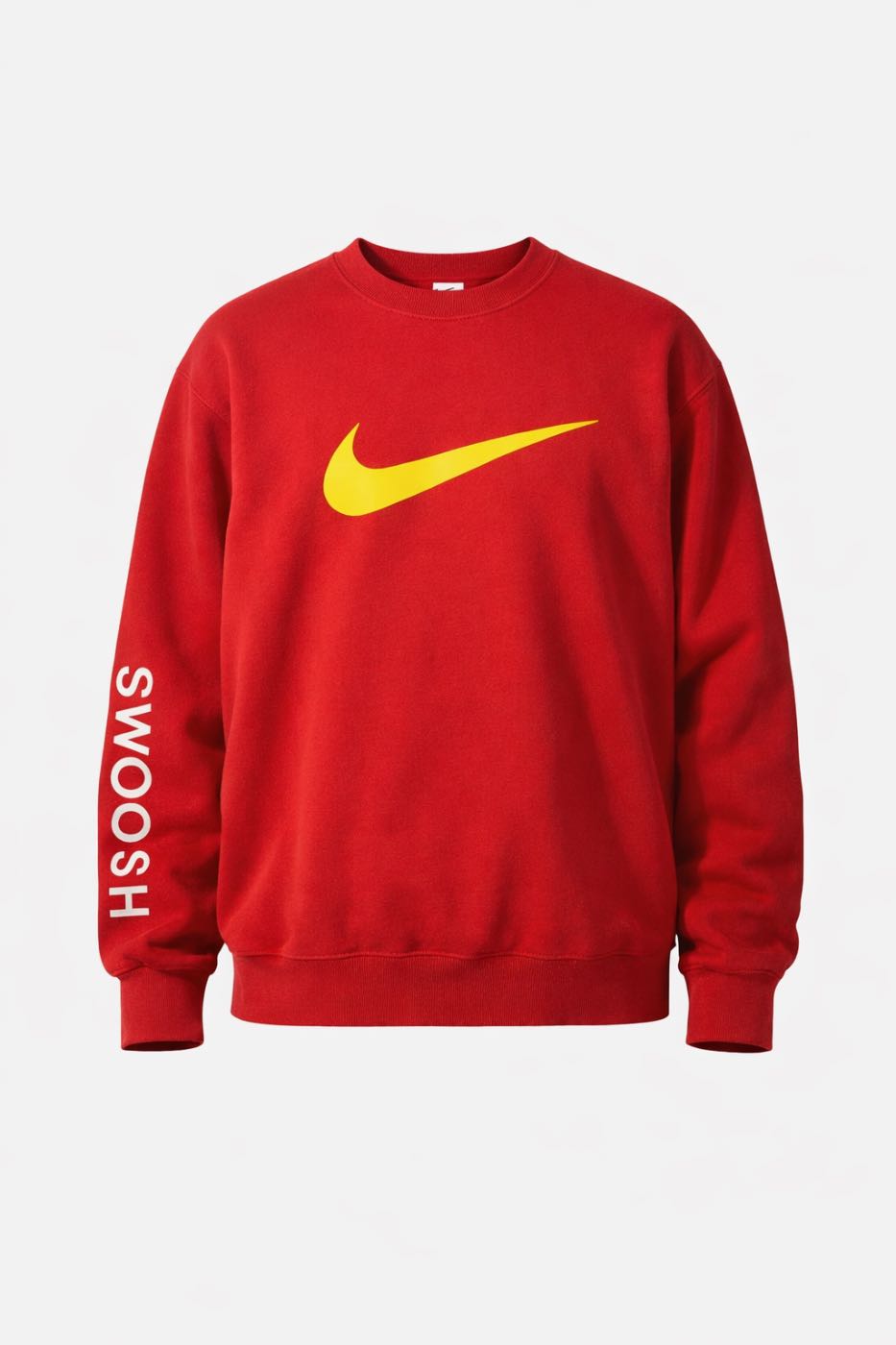 NIKE Big Swoosh Crewneck Sweatshirt Red / Yellow