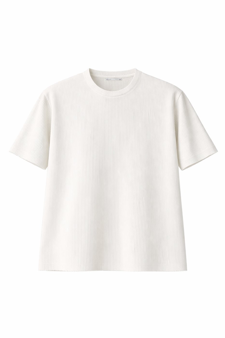ZARA Ribbed Raw Cut T-Shirt Off White