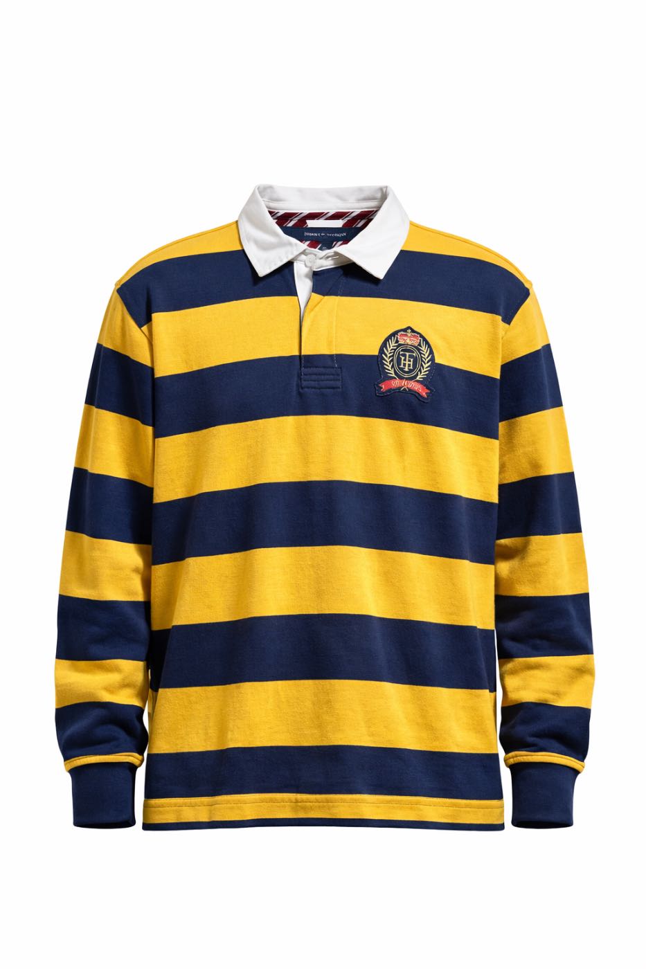 TOMMY HILFIGER – Classic Crest Stripe Rugby Polo (Yellow/Navy)