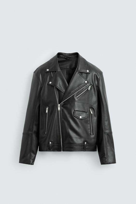 ZARA - Leather Effect Biker Jacket