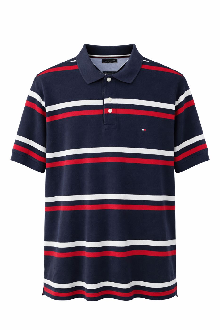 TOMMY HILFIGER Striped Polo Shirt Navy Red White