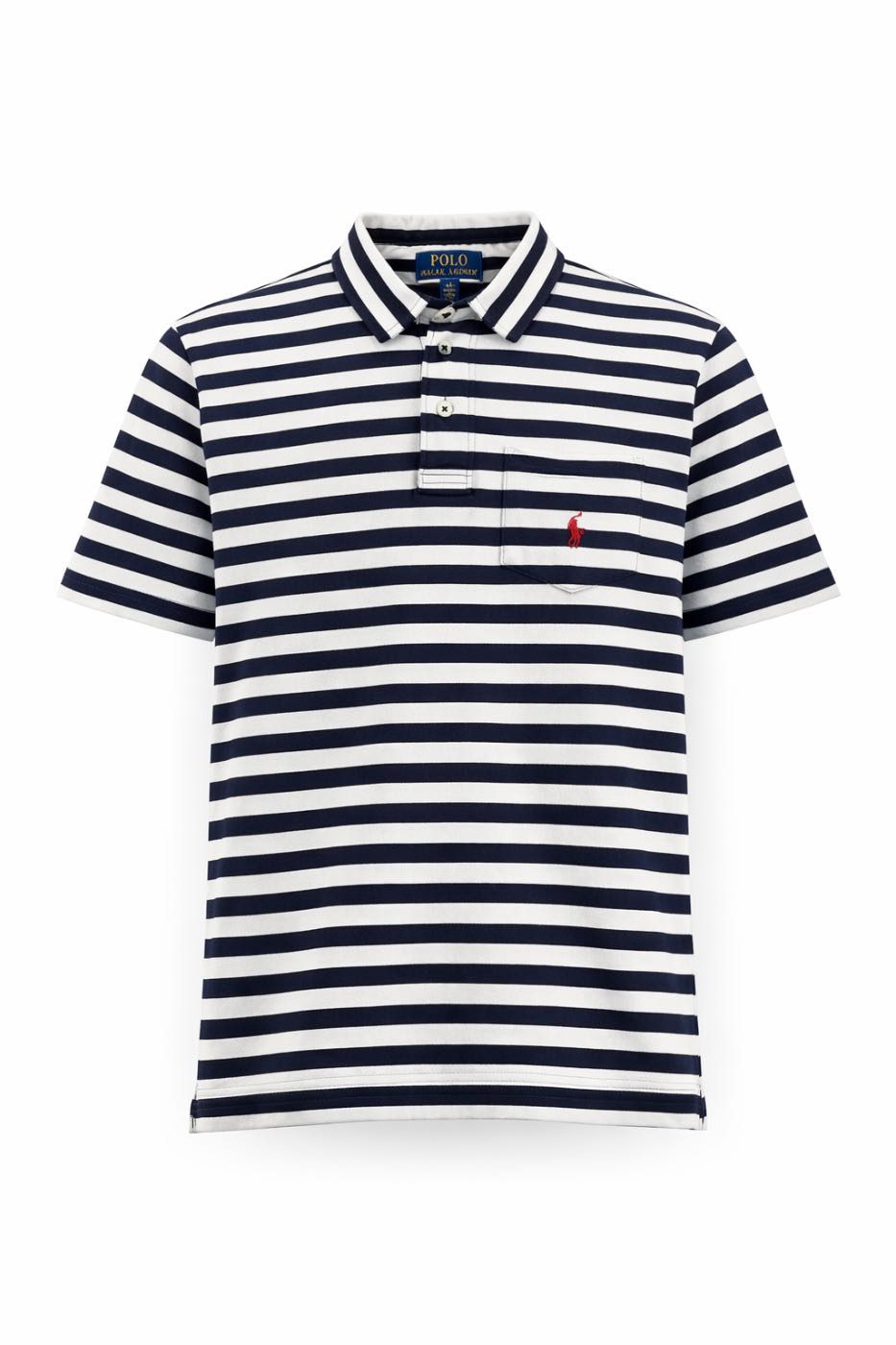 POLO RALPH LAUREN Striped Pocket Polo Shirt (Navy/White)