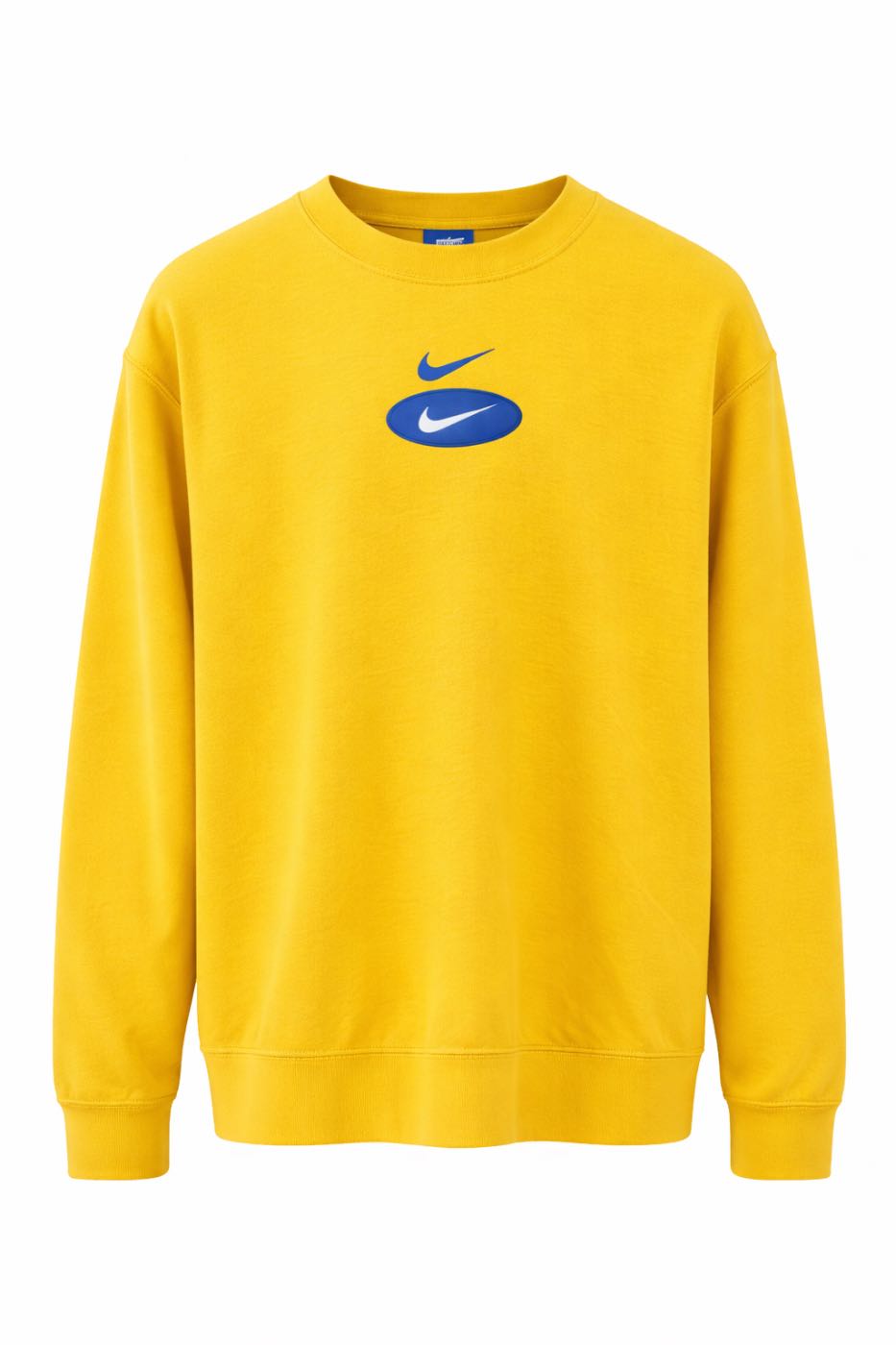 NIKE Big Swoosh Crewneck Sweatshirt Yellow/Blue