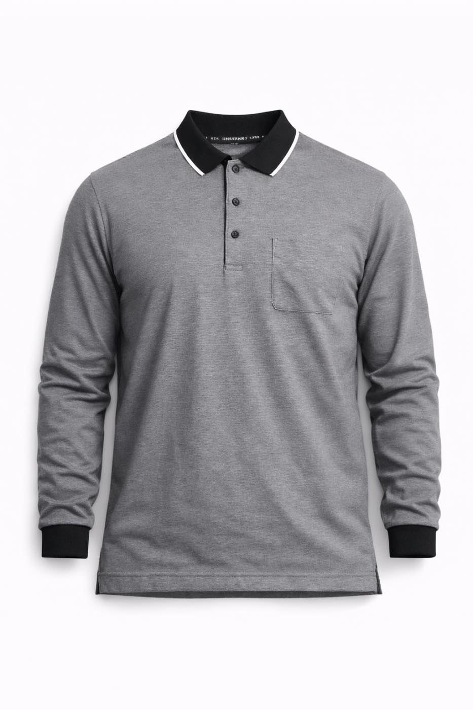 BURBERRY GOLF – Long Sleeve Polo Shirt Black/White Stripe