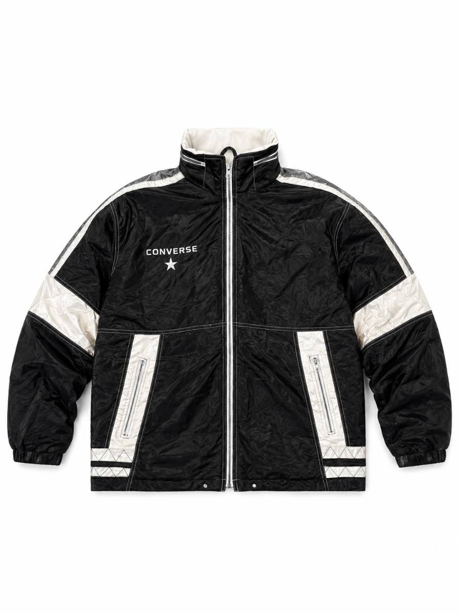 CONVERSE — Vintage Technical Hooded Windbreaker Jacket Black & White