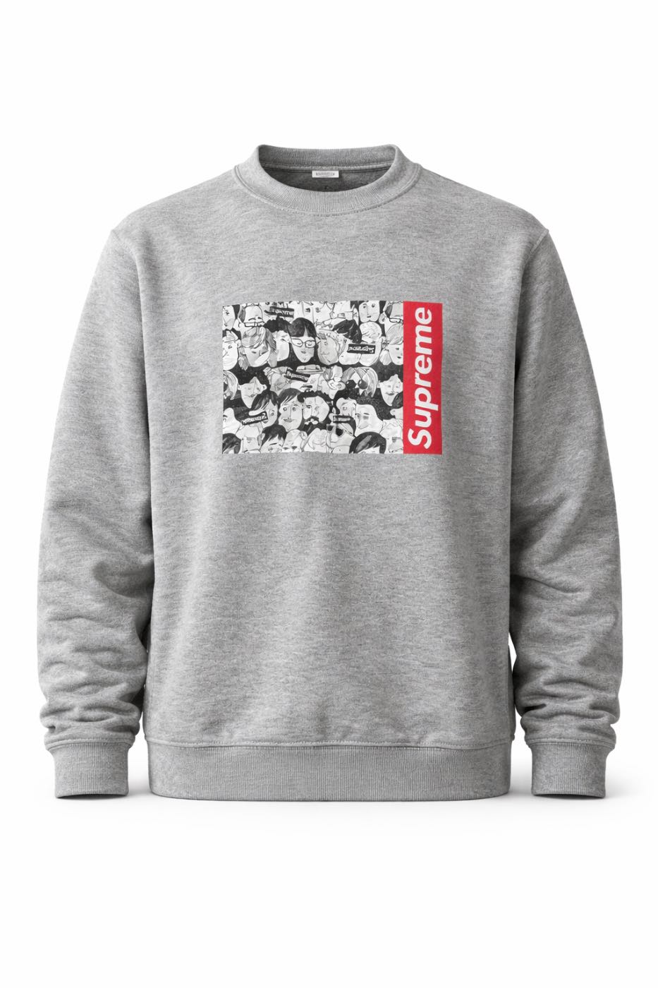 SUPREME Full Graphic Crewneck Grey Sweatshirt