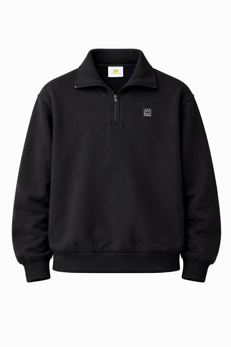 Jean-Michel Basquiat Quarter Zip Sweatshirt Black